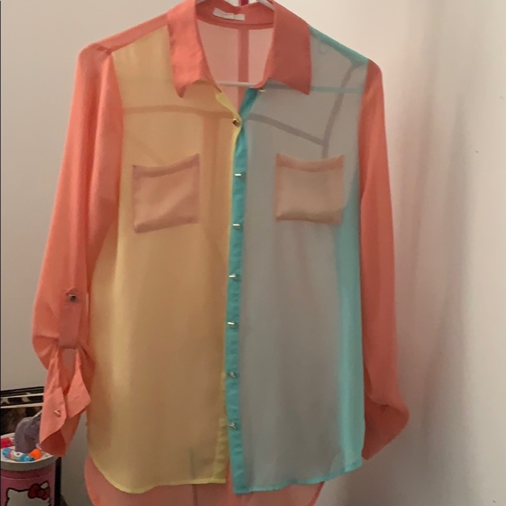 Forever 21 Sheer Color Women’s Button Down Shirt
